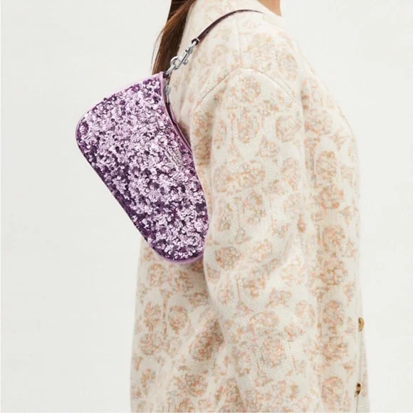 Coach Lavender Sequin Shoulder Bag - Picture 8 of 9
